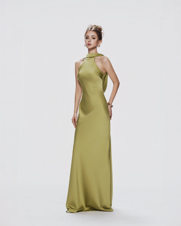 The Halo Dress - Olive Silk